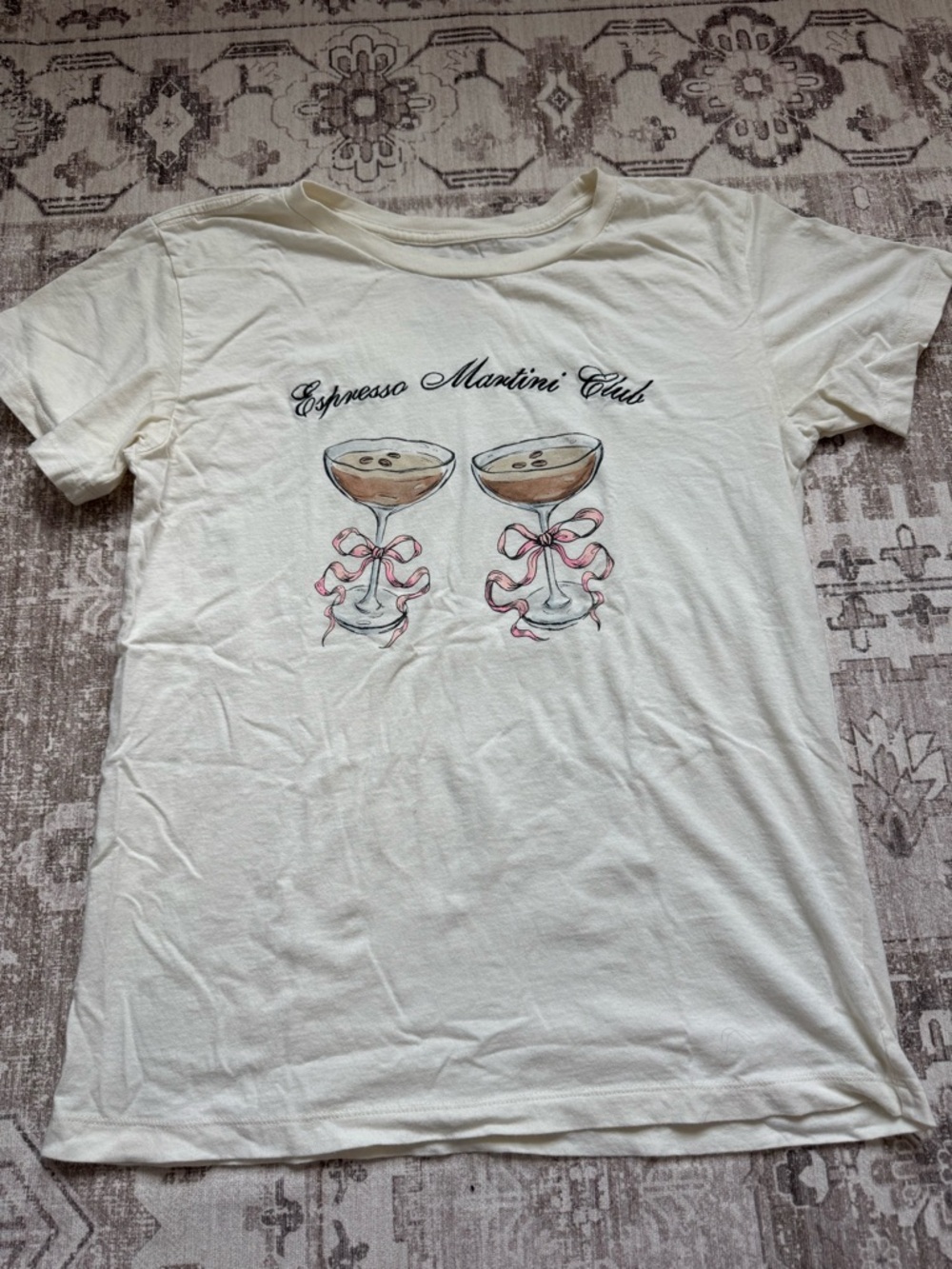 Espresso Martini Club Graphic Tee - Cream with Pink Accents